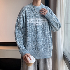 日系复古毛衣慵懒高级感男女bf潮牌针织衫秋情侣装，男装针织衫/毛衣，星座716-4