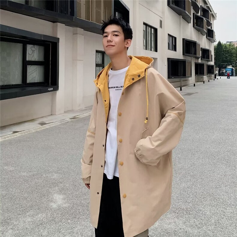 新款常规款青少年秋季款风衣外套男休闲帅气大衣单排扣潮Z3/P45，男装风衣，星座506