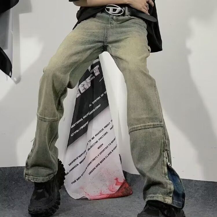 欧美高街水洗炒色牛仔裤男hiphop宽松显瘦长裤拉链裤子AMM769P46,男装牛仔裤,星座1013-5