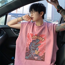 ！2025夏季新款男士麂皮绒背心情侣无袖T恤上衣TLBX20特P18，男装背心/马甲，电商B220