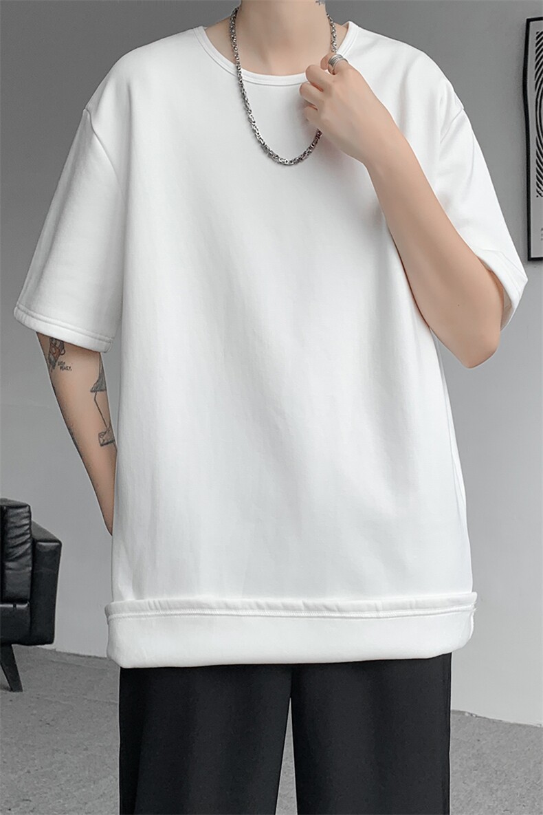 8XL-M冬季短袖男加绒加厚T恤内搭打底衫半袖打底上衣DX327P35控48,男装T恤,电商D206-1