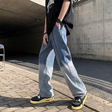 设计感渐变牛仔裤男高街ins潮牌休闲裤直筒宽松阔腿裤K7347-P38，男装牛仔裤，星座512-3