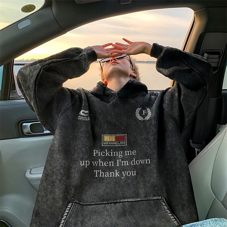 XZ301B-JB2001-P68秋装新款重磅水洗复古松连帽卫衣，男装卫衣，星座301B