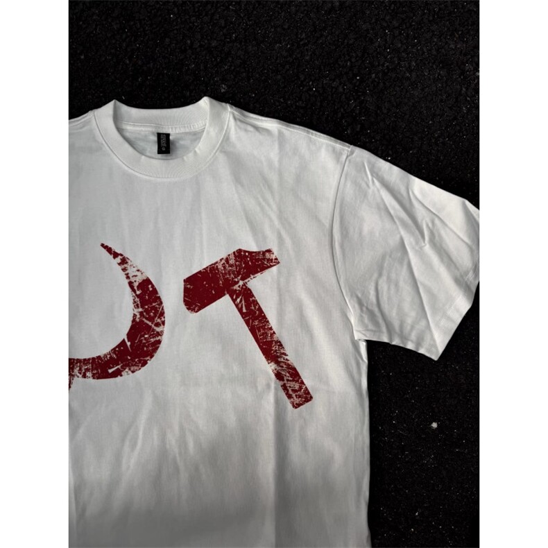 前后印花宽松休闲圆领短袖T恤D328-6T1108-P25，男装T恤，电商D328