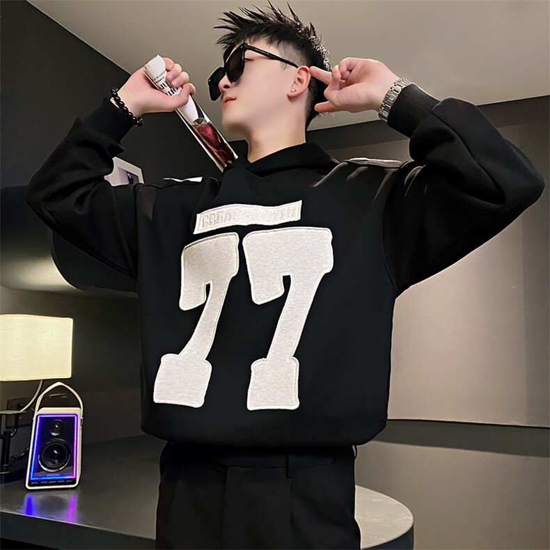 AW181/特P88控118秋季社会小伙美式复古设计感连帽刺绣卫衣男,男装卫衣,星座305B-1