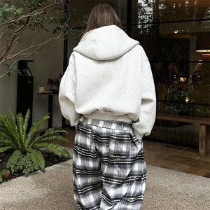 抖音得物高品质 25秋冬美式高街宽松结构防风高领连帽卫衣外套W60图片