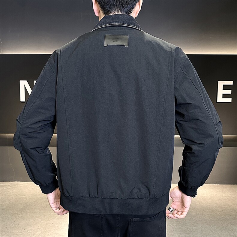 标50绒2025冬季跑量新款男士假两件老钱风翻领白鸭绒羽绒服夹克,男装夹克,电商A225
