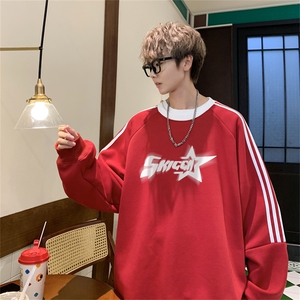 美式三杠条纹复圆领卫衣秋冬男女宽松长袖SW2454 -P45控68 50棉图片