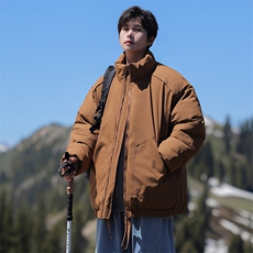 现货冬季美式休闲加厚雪山外套夹克立领纯色三防户外工装棉服，男装夹克，电商A486-1