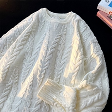 8XL-M麻花毛衣男宽松大码慵懒风情侣学生针织衫线衣外套MY1512P65，男装针织衫/毛衣，电商B238