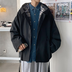 秋装休闲宽松百搭外套嘻哈新款潮牌男纯色夹克棒球服 W1443-P55图片