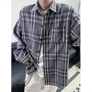 现货~磨毛加厚格子大码长袖衬衫 C5893/特P25 蓝色2图片