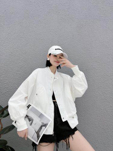 下摆抽皱夹克防晒，女装，玩美