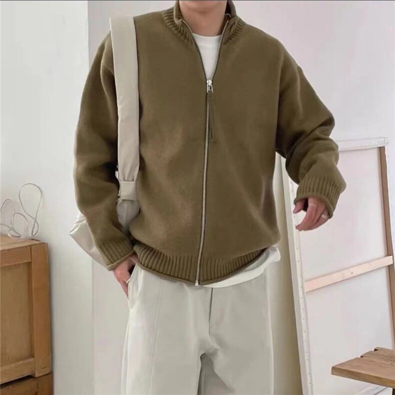 5004立领针织开衫外套男士新款慵懒风外穿宽松休闲毛衣潮,男装针织衫/毛衣,星座308A-1（原309B-1）