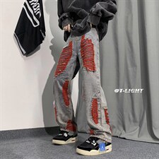 B221新景数据好2023秋装美式ins高街小众牛仔裤LK22039-P65控88，男装牛仔裤，电商B221