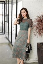 碎花假两套连衣裙，女装连衣裙，蓝芝衣秀