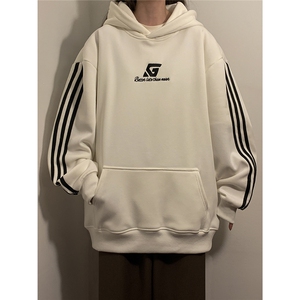 中性风连帽刺绣LOGO字母设计袖子三杠织带卫衣男WY77737P58控78