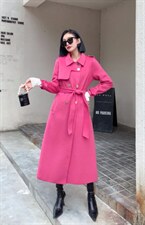 文秀家升级款双面羊绒风衣长款通勤修身韩版时尚酷飒风，女装风衣，陆氏青云