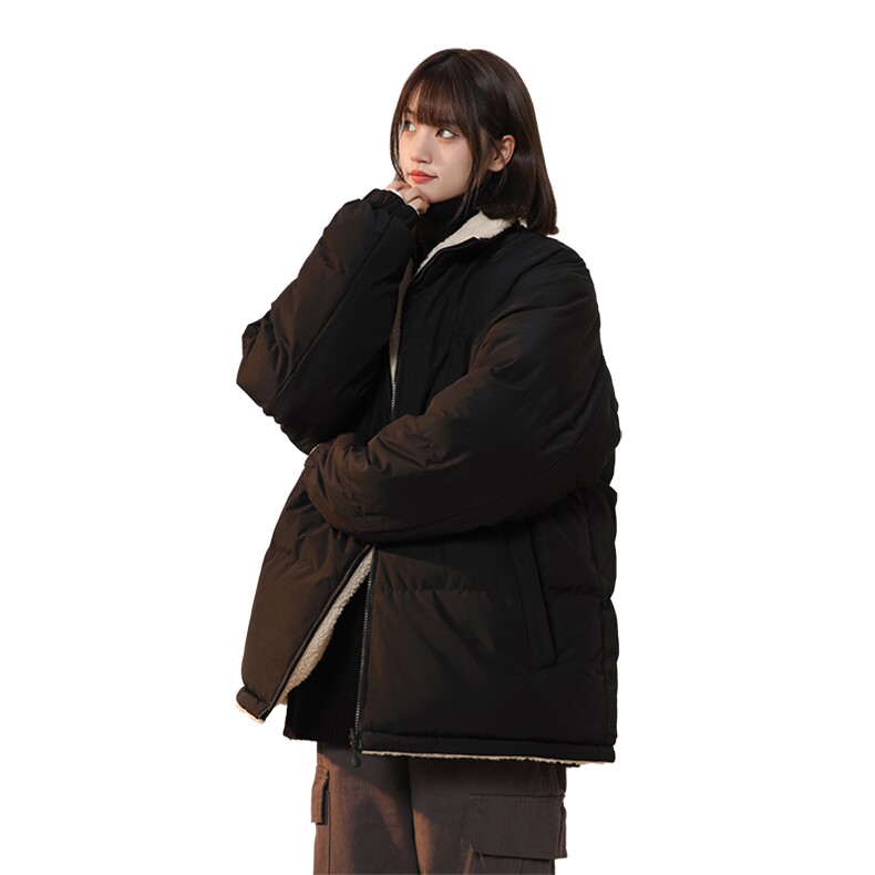 双面穿冬季立领羊羔毛绒棉衣男女同款情侣款棉服外套加厚保暖风衣,男装风衣,星座410-6（原星座1304-1）