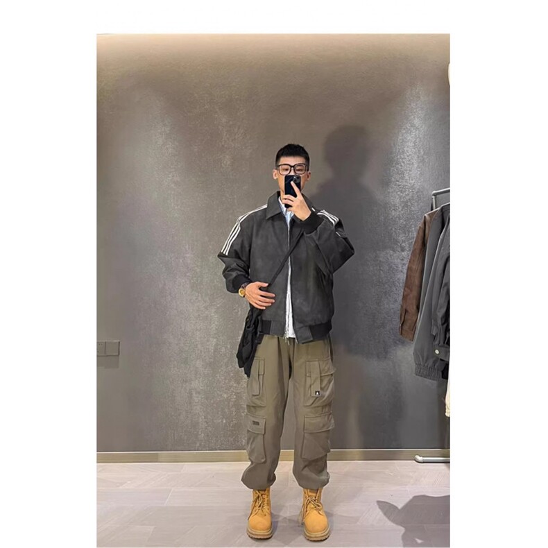 W10727-P60网图现货美式潮牌三道杠皮衣外套PU皮棒球服立领夹克,男装夹克,星座1608