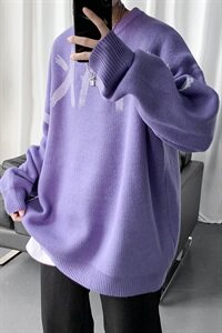 M05-P70     秋冬男女宽松大码圆领套头印花针织毛衣中性外套图片