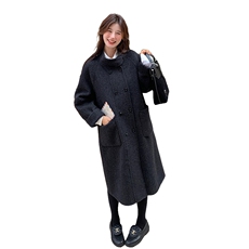 【现货】新款设计感双排扣立领羊绒大衣99018款P255K368，女装毛呢外套，2C316