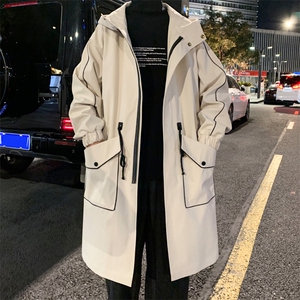 长年大货冲锋风衣男中长款大衣男F080薄P105加棉P120港风B图片