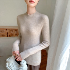 2025年秋季新款百搭女士12针一线成衣枫叶半高，女装羊绒衫，百越羊绒