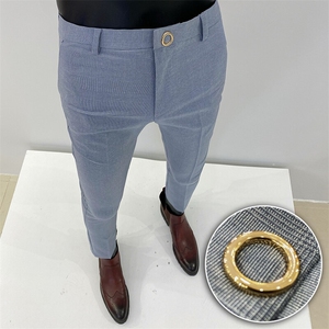 春季西裤男修身直筒高级感商务休闲裤男士裤长裤916九分9169—P60图片