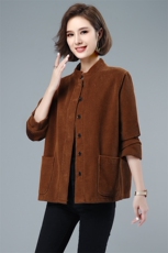 百搭气质立领短款外套2021秋冬新款纯色复古条绒外套女，女装短外套，小林双子