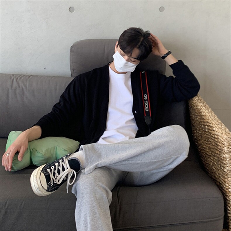韩式街头设计感开衫毛衣男慵懒风休闲针织衫H4235P75图片