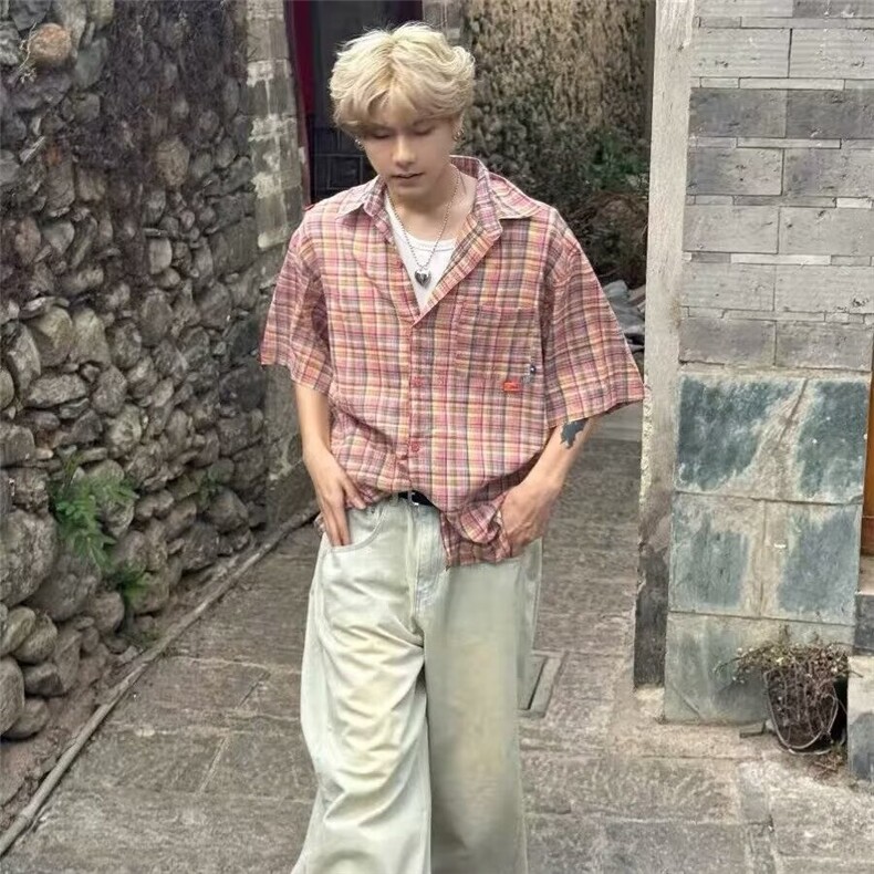 网络图现货！短袖衬衫男装夏季上衣翻领宽松半袖免烫男RS61-P50,男装T恤,星座1005-6
