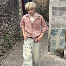 网络图现货！短袖衬衫男装夏季上衣翻领宽松半袖免烫男RS61-P50，男装T恤，星座1005-6