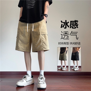 抖音品质夏季新款潮流透气宽松冰丝短裤B315-K24204-特p25控48图片