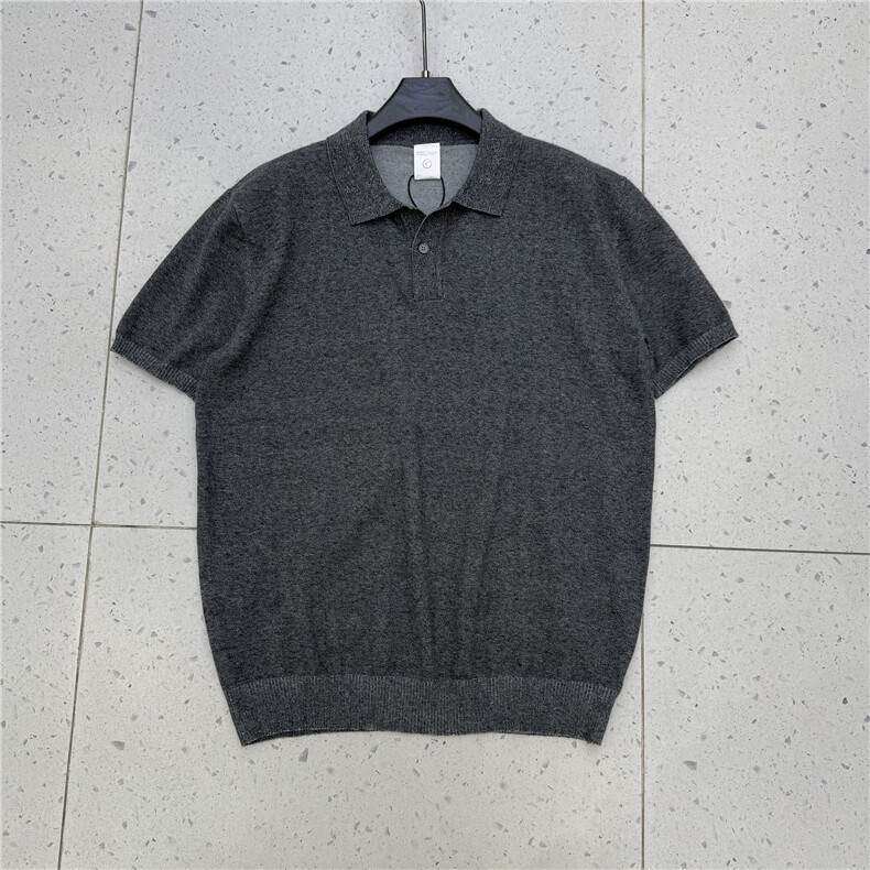 老钱风新款翻领冰丝针织短袖POLO衫高级感上衣H9120/P50特,男装T恤,电商A243