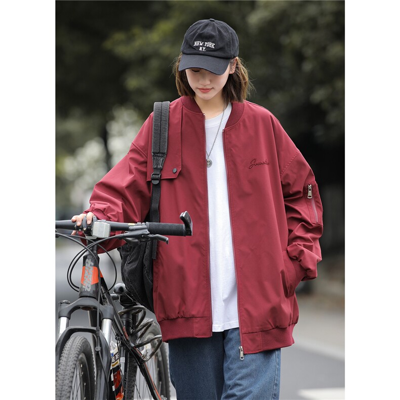 中性秋装宽松防水棒球领飞行服绣花夹克女装秋季大码外套S229-P88,男装夹克,电商A233-1