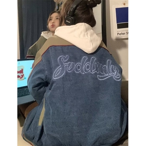 复古今年牛仔外套男女美秋季新款拼接百搭独特棒球服JK8527