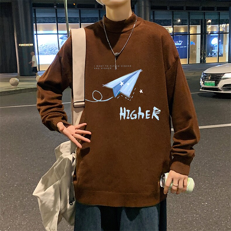 半高领毛衣男士大码针织衫男毛线衣男M18270-P45加绒款-P65,男装针织衫/毛衣,电商A040