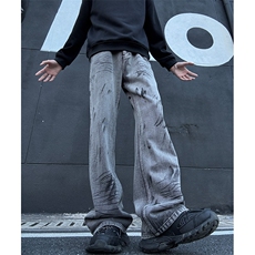 美式设计感牛仔裤男2026新款春季废土风宽松阔腿裤25XK67266特P30，男装牛仔裤，电商A042
