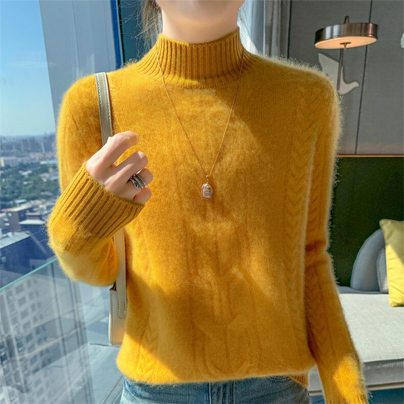 秋冬新款休闲女士半高领针织衫百搭时尚图片