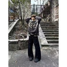 网络图美式连帽毛衣开衫外套男秋季宽松情侣针织衫上衣，男装针织衫/毛衣，星座410-7