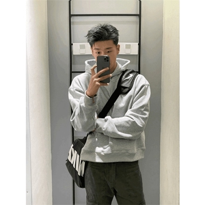 抖音得物二开 26春装美式高街短款廓形连帽卫衣男女外套LM01图片