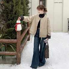 现货：冬装新款时尚百搭内里羊羔毛派克服外套2C135-8931P195K298，女装派克服，2C135