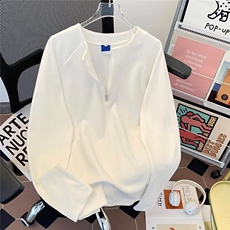 2025新款半拉链卫衣德绒长袖t恤内搭套头纯色潮流现货W8578-P35，男装卫衣，星座512-4
