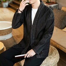 20秋冬大码汉服开衫道袍外套风日系和风男女情侣牛仔F16/P75,男装夹克,钱塘713