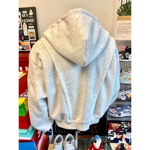 706-1-WY2209-P55  特P  现货  秋季白灰色美式boxy开衫卫衣外套图片
