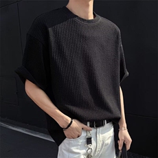 M577-P30夏季坑条短袖T恤男装半袖肌理感青少年上衣潮，男装T恤，星座617A-1（原B318A）