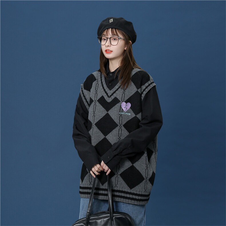 针织马甲百搭学院风JKDK校服班服制服情侣装/BX03 P50图片