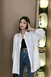 DG879春季新品设计感小众韩版抽绳休闲气质长袖衬衫图片