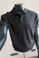 盗图老钱风假模翻领冰丝针织短袖POLO衫半截袖C51012/P58控88，男装T恤，电商A243